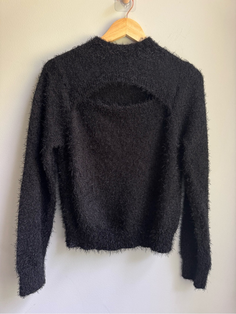 Posh Black Fuzzy Open-Front Sweater super soft